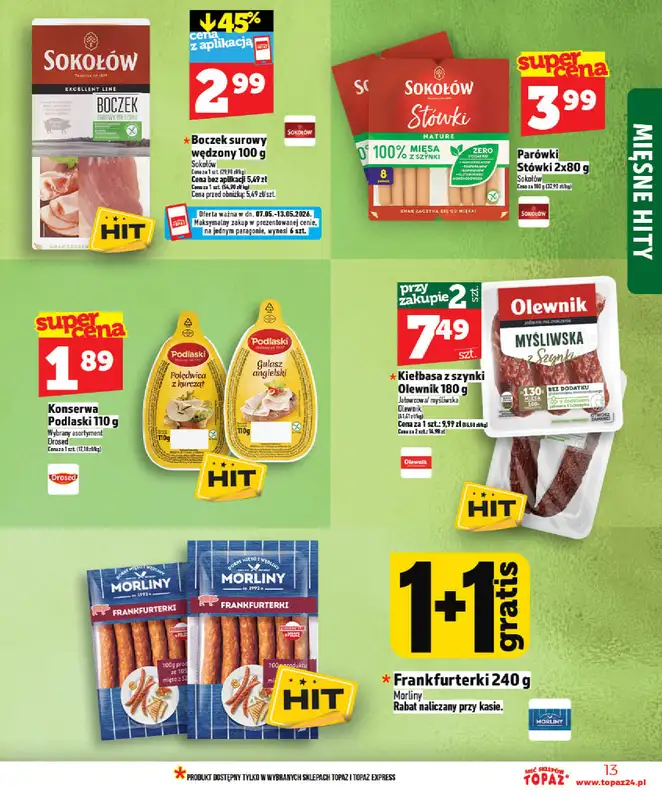 TOPAZ - gazetka promocyjna Od czwartku nowa gazetka, 07.05 od czwartku 07.05 do środy 13.05 - strona 13