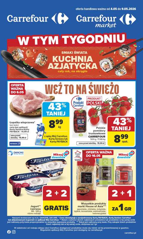 Carrefour - gazetka promocyjna Gazetka Carrefour od poniedziałku od poniedziałku 04.05 do soboty 09.05
