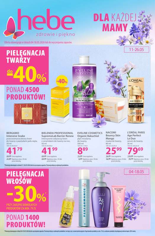 Hebe - gazetka promocyjna Gazetka od poniedziałku 04.05 do poniedziałku 18.05