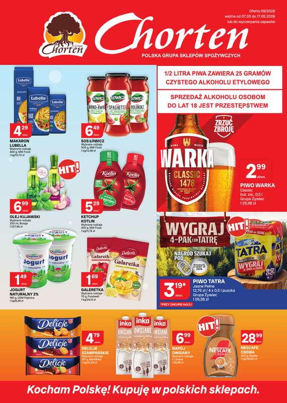 Chorten - gazetka promocyjna Gazetka Małopolska, Śląsk, Podkarpacie, Opolskie Market od czwartku 07.05 do niedzieli 17.05