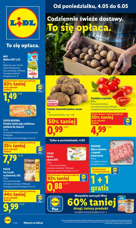 Lidl - gazetka promocyjna Oferta od poniedziałku od poniedziałku 04.05 do środy 06.05