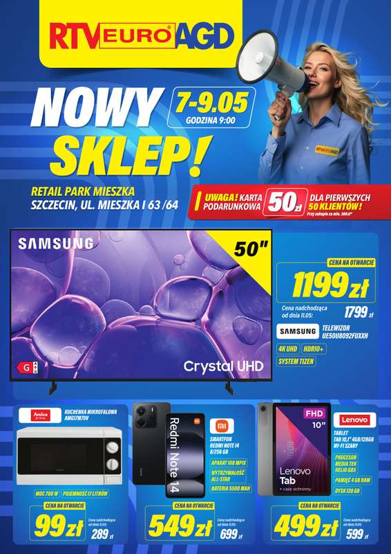 RTV EURO AGD - gazetka promocyjna WIELKIE OTWARCIE! SZCZECIN od czwartku 07.05 do soboty 09.05