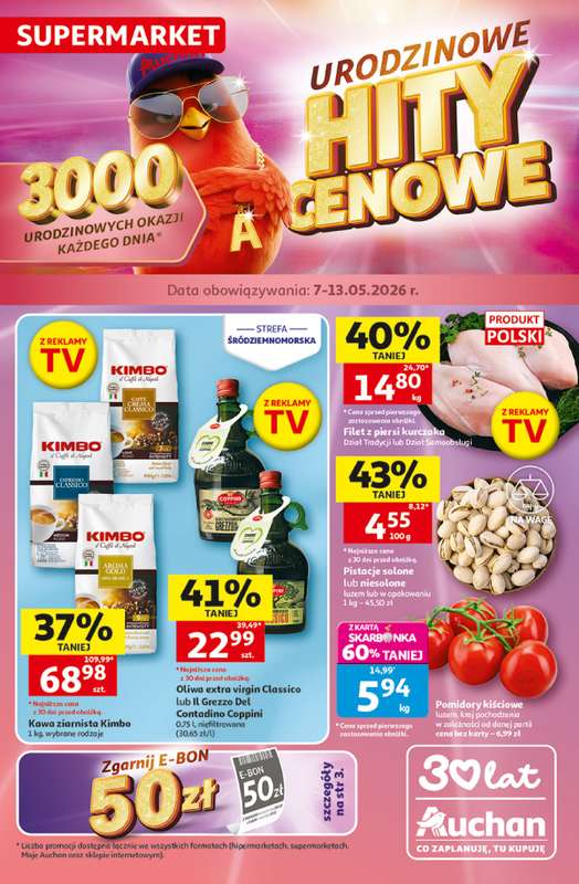 Auchan - gazetka promocyjna Gazetka 30 Lat Supermarket Auchan od czwartku 07.05 do środy 13.05