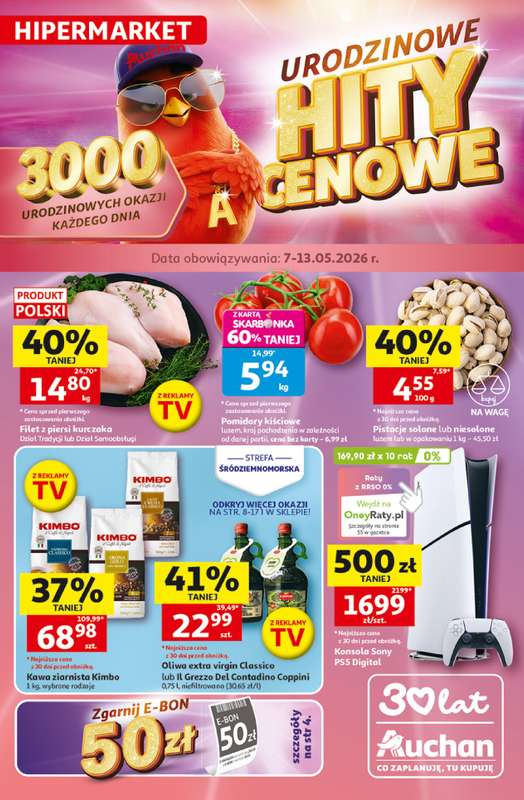 Auchan - gazetka promocyjna Gazetka 30 Lat Hipermarket Auchan od czwartku 07.05 do środy 13.05