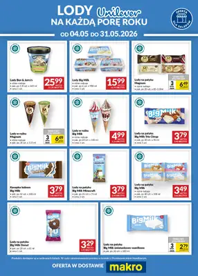 Makro - gazetka promocyjna Ulotka lody Unilever od poniedziałku 04.05 do niedzieli 31.05