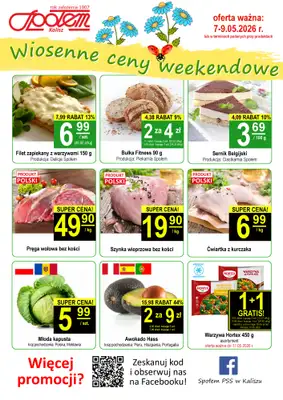 Społem - Blisko i Korzystnie - gazetka promocyjna Plakat promocyjny PSS Kalisz od czwartku 07.05 do soboty 09.05