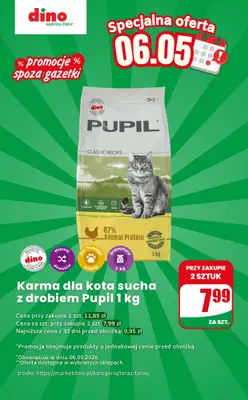 Dino - gazetka promocyjna Karma dla kota sucha - oferta na 06.05 | Promocje spoza gazetki od środy 06.05 do środy 06.05