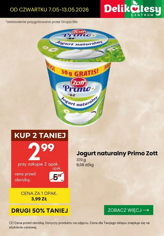 Delikatesy Centrum - gazetka promocyjna Skyry, serki i jogurty - sprawdź promocje! od czwartku 07.05 do środy 13.05 - strona 4