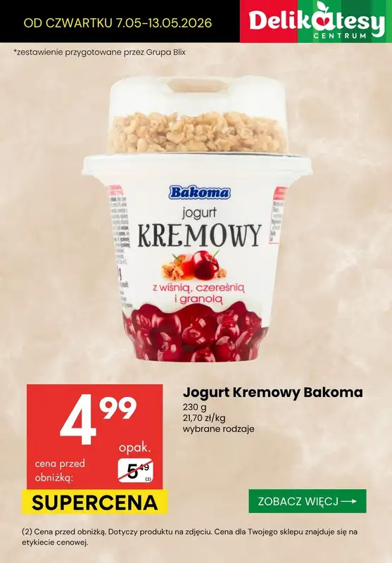 Delikatesy Centrum - gazetka promocyjna Skyry, serki i jogurty - sprawdź promocje! od czwartku 07.05 do środy 13.05 - strona 5