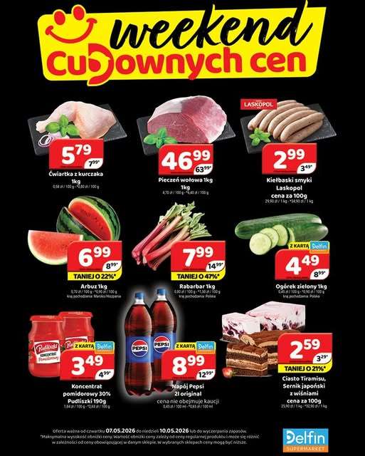 Delfin - gazetka promocyjna Weekend cudownych cen od czwartku 07.05 do niedzieli 10.05