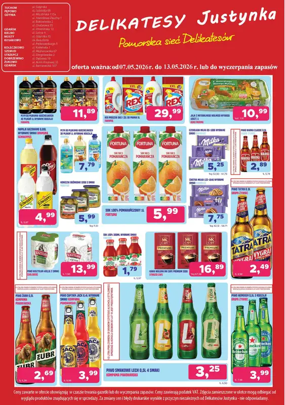 Delikatesy Justynka - gazetka promocyjna Gazetka od czwartku 07.05 do środy 13.05