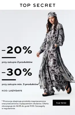 Top Secret - gazetka promocyjna -30% przy zakupie 3 szt. od czwartku 07.05 do czwartku 14.05