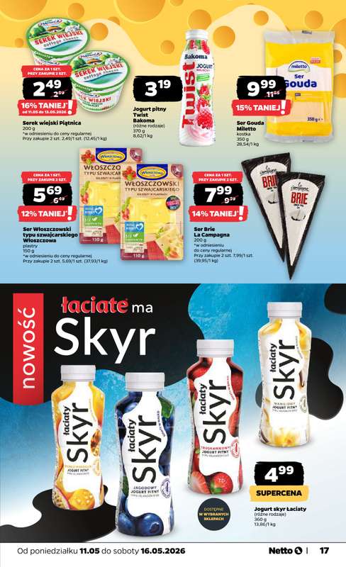 Netto - gazetka promocyjna Gazetka Spożywcza od poniedziałku 11.05 do soboty 16.05 - strona 17