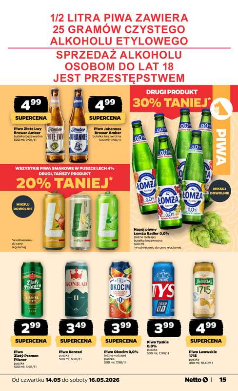 Netto - gazetka promocyjna Gazetka Spożywcza od czwartku 14.05 do soboty 16.05 - strona 15