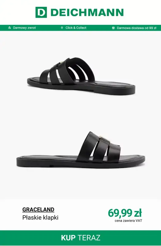 Deichmann - gazetka promocyjna Klapki damskie od soboty 09.05  - strona 10