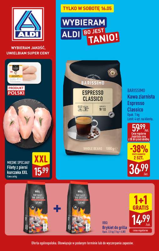 Aldi - gazetka promocyjna Najlepsze oferty na sobotę w Aldi! od soboty 16.05 do soboty 16.05