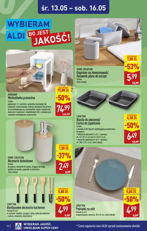 Aldi - gazetka promocyjna Warszawa, ul. Karolkowa 30/10: WIELKIE OTWARCIE już w ŚRODĘ: 13.05! od środy 13.05 do soboty 16.05 - strona 22