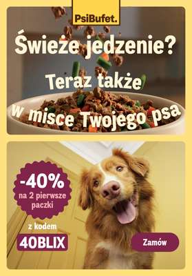 PsiBufet - gazetka promocyjna Złap -40% na 2 pierwsze paczki z kodem! od poniedziałku 11.05 do niedzieli 24.05