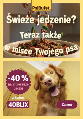 PsiBufet - gazetka promocyjna Złap -40% na 2 pierwsze paczki z kodem! od poniedziałku 11.05 do niedzieli 24.05