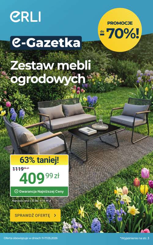 ERLI - gazetka promocyjna Ogród rozkwita okazjami z ERLI! od poniedziałku 11.05 do niedzieli 17.05