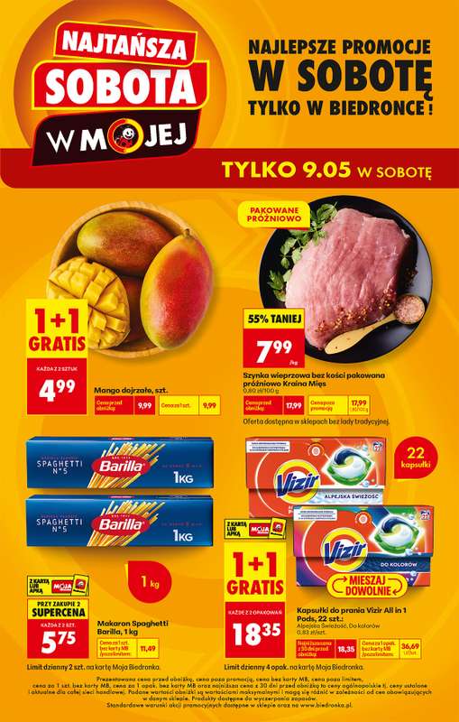 Biedronka - gazetka promocyjna Najtańsza sobota od soboty 09.05 do soboty 09.05