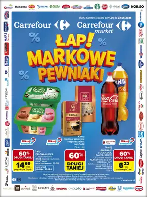 Carrefour - gazetka promocyjna Gazetka Carrefour Łap markowe pewniaki od poniedziałku 11.05 do soboty 23.05