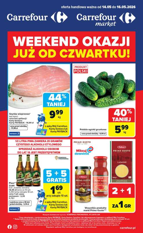 Carrefour Market - gazetka promocyjna Gazetka Weekend okazji  już od czwartku od czwartku 14.05 do soboty 16.05