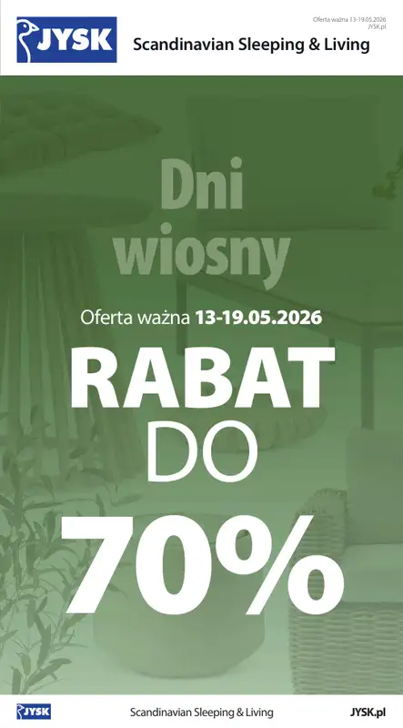 Jysk - gazetka promocyjna Dni Wiosny. Rabat do 70%  