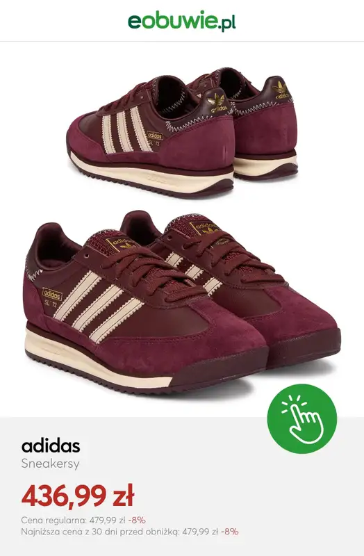 eobuwie.pl - gazetka promocyjna Sneakersy adidas dla niej – sprawdź okazje od wtorku 12.05  - strona 12