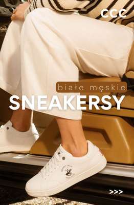 CCC - gazetka promocyjna Męskie BIAŁE SNEAKERSY od środy 13.05 