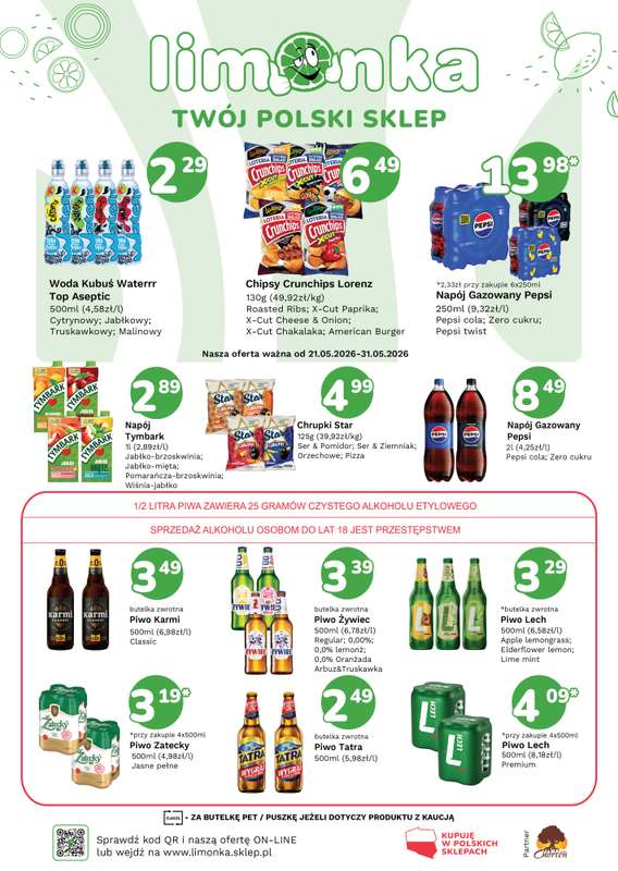 Limonka - gazetka promocyjna Plakaty promocyjne od czwartku 21.05 do niedzieli 31.05