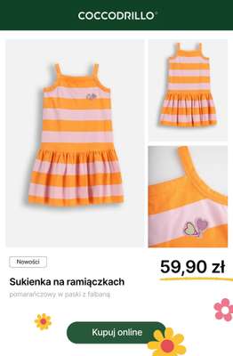 Sukienka na ramiączkach pomarańczowy w paski z falbaną