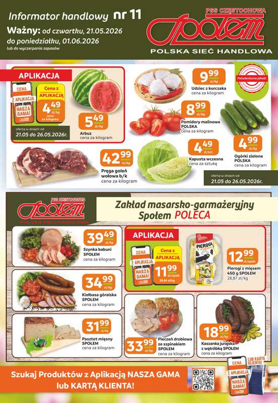 Społem Częstochowa - gazetka promocyjna Gazetka od czwartku 21.05 do poniedziałku 01.06
