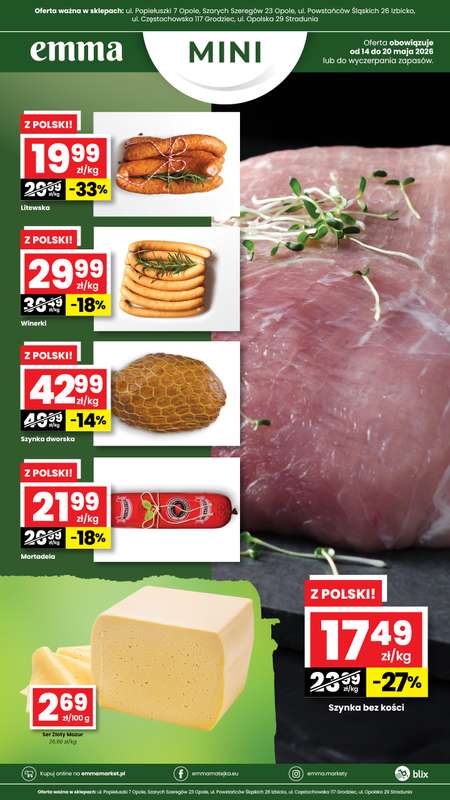 emma MARKET - gazetka promocyjna Plakaty promocyjne Emma Mini od czwartku 14.05 do środy 20.05