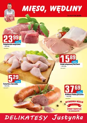 Delikatesy Justynka - gazetka promocyjna Plakaty promocyjne od czwartku 14.05 do niedzieli 17.05