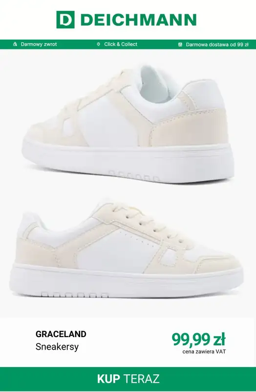Deichmann - gazetka promocyjna BIAŁE SNEAKERSY dla niej od czwartku 14.05  - strona 10