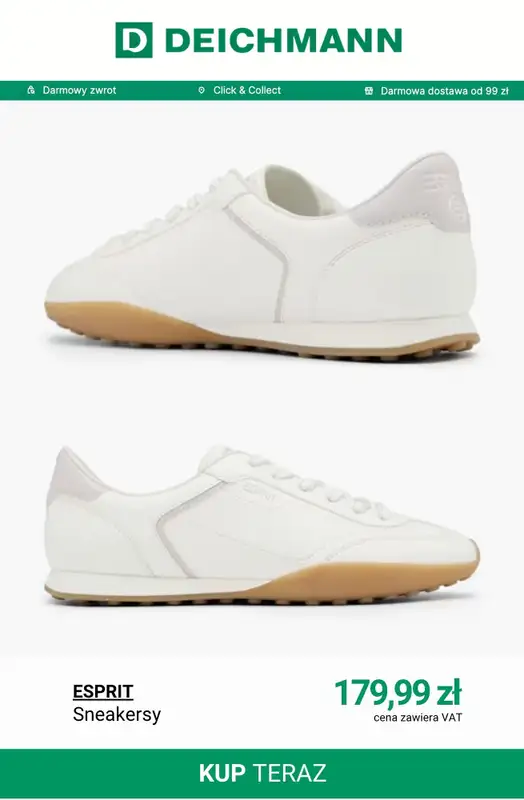 Deichmann - gazetka promocyjna BIAŁE SNEAKERSY dla niej od czwartku 14.05  - strona 6