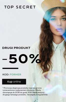 Top Secret - gazetka promocyjna -50% na drugi tańszy produkt od czwartku 14.05 do czwartku 21.05