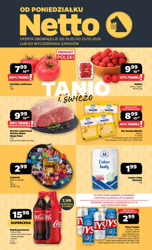 Netto - gazetka promocyjna Gazetka Spożywcza od poniedziałku 18.05 do soboty 23.05