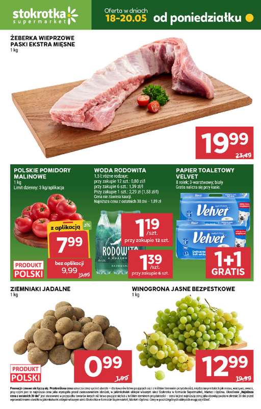 Stokrotka - gazetka promocyjna Hity na start od poniedziałku 18.05 do środy 20.05