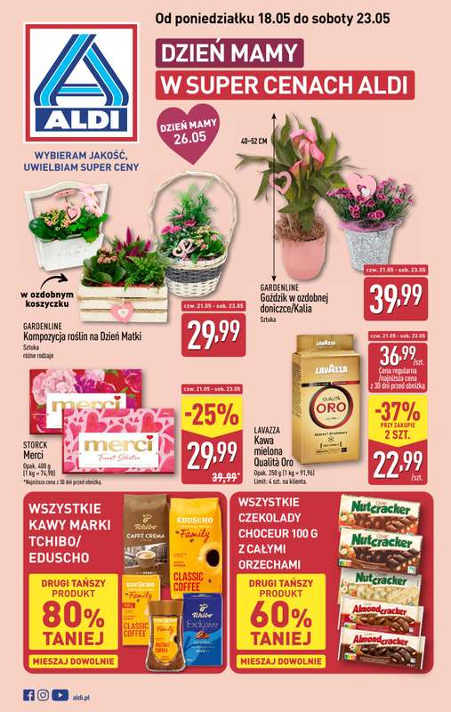 Aldi - gazetka promocyjna Dzień Mamy w Aldi! od poniedziałku 18.05 do soboty 23.05
