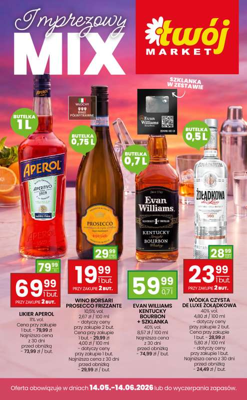 Twój Market - gazetka promocyjna Gazetka alkoholowa od piątku 15.05 do niedzieli 14.06