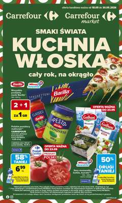 Carrefour - gazetka promocyjna Gazetka Kuchnia Włoska od poniedziałku 18.05 do soboty 30.05