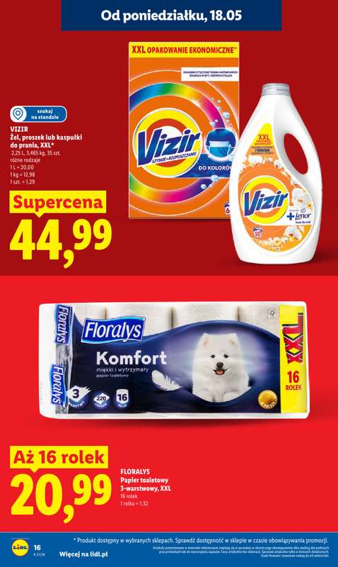 Lidl - gazetka promocyjna Oferta od poniedziałku od poniedziałku 18.05 do środy 20.05 - strona 16