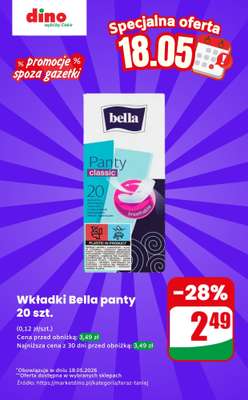 Dino - gazetka promocyjna Wkładki Bella panty - oferta na 18.05 | Promocje spoza gazetki od poniedziałku 18.05 do poniedziałku 18.05