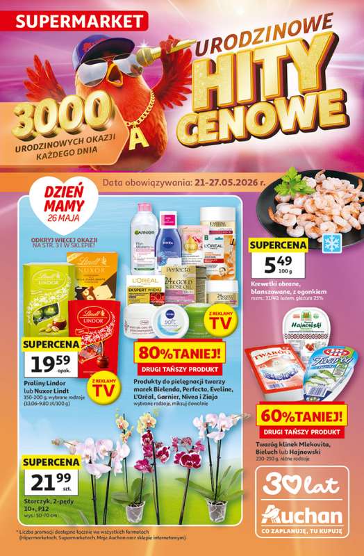 Auchan - gazetka promocyjna Gazetka 30 Lat Supermarket Auchan od czwartku 21.05 do środy 27.05