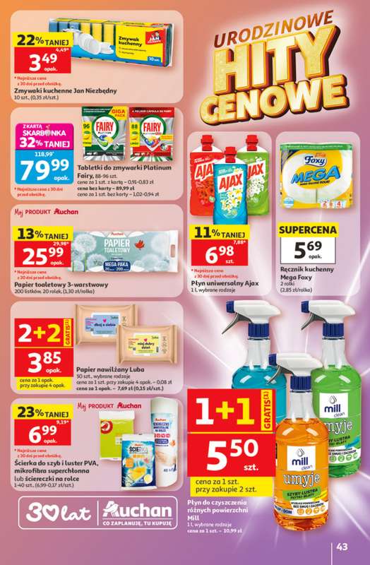 Auchan - gazetka promocyjna Gazetka 30 Lat Hipermarket Auchan od czwartku 21.05 do środy 27.05 - strona 43