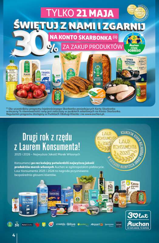Auchan - gazetka promocyjna Gazetka 30 Lat Hipermarket Auchan od czwartku 21.05 do środy 27.05 - strona 4