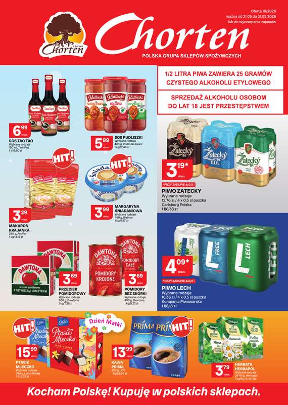Chorten - gazetka promocyjna Gazetka Małopolska, Śląsk, Podkarpacie, Opolskie Market od czwartku 21.05 do niedzieli 31.05