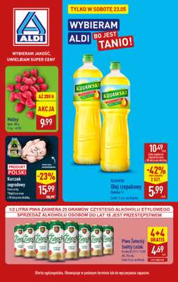Aldi - gazetka promocyjna Najlepsze oferty na sobotę w Aldi! od soboty 23.05 do soboty 23.05